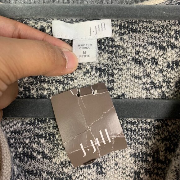 NWT J. Jill Oatmeal HM Womens Floral Knit Cardigan Jacket Beige & Gray M Petite - Picture 9 of 14